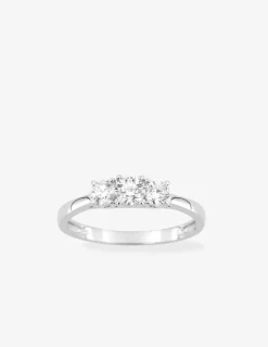 Bague en or blanc 375 ‰, trois diamants synthétiques 0,50 ct SO OR