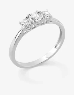 Bague en or blanc 375 ‰, trois diamants synthétiques 0,50 ct SO OR