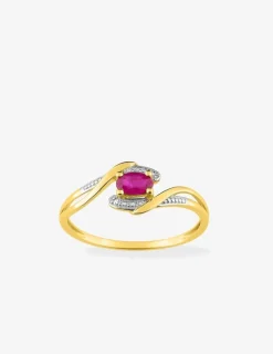 Bague en or jaune 375 ‰ avec rubis et rhodium SO OR