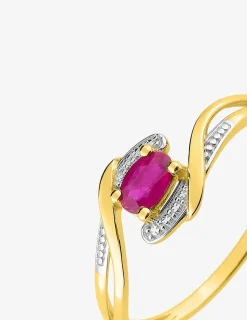 Bague en or jaune 375 ‰ avec rubis et rhodium SO OR