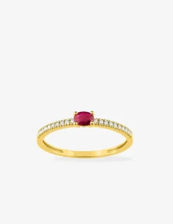 Bague en or jaune 375 ‰ avec rubis et oxydes de zirconium SO OR