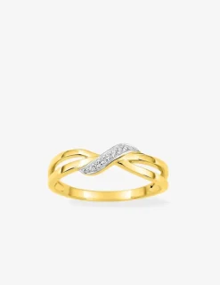 Bague en or jaune 375 ‰ avec oxydes de zirconium et rhodium SO OR