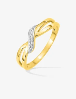 Bague en or jaune 375 ‰ avec oxydes de zirconium et rhodium SO OR