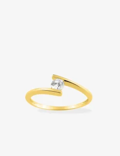 Bague en or jaune 375 ‰ avec oxyde de zirconium SO OR