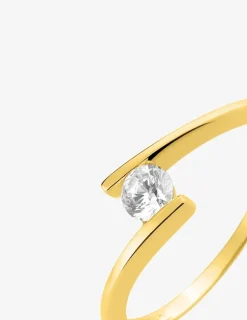 Bague en or jaune 375 ‰ avec oxyde de zirconium SO OR