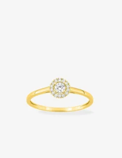 Bague en or jaune 375 ‰, diamants synthétiques 0,15 ct SO OR