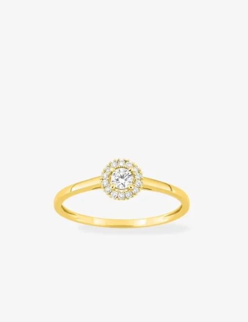 Bague en or jaune 375 ‰, diamants synthétiques 0,15 ct SO OR