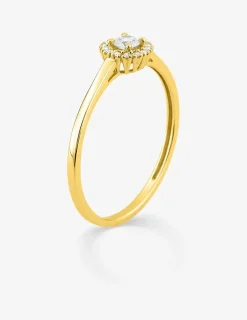 Bague en or jaune 375 ‰, diamants synthétiques 0,15 ct SO OR