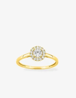 Bague en or jaune 375 ‰, diamants synthétiques 0,35 ct SO OR