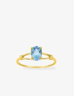 Bague en or jaune 375 ‰ et topaze bleue traitée SO OR