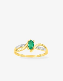 Bague en or jaune 375 ‰, émeraude et rhodium SO OR