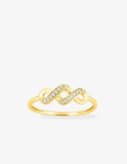 Bague en or jaune 375 ‰, motif torsadé et oxydes de zirconium SO OR