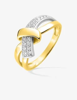 Bague en or jaune 750 ‰, rhodium et oxyde de zirconium SO OR
