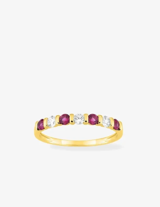 Bague en plaqué or avec oxydes de zirconium blancs et rouges SO OR