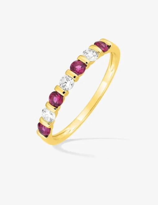 Bague en plaqué or avec oxydes de zirconium blancs et rouges SO OR