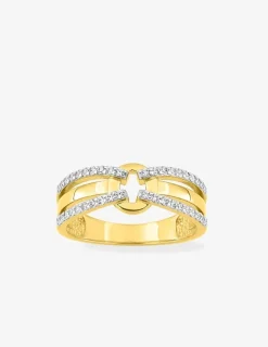 Bague en plaqué or oxyde blanc anneaux entrelacés fantaisie SO OR