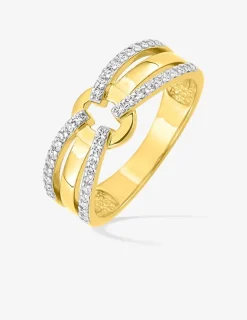 Bague en plaqué or oxyde blanc anneaux entrelacés fantaisie SO OR