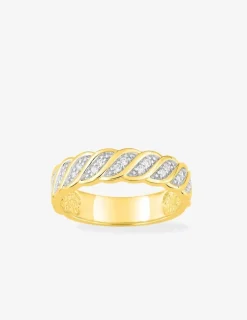 Bague en plaqué or, oxydes de zirconium et motif torsadé SO OR