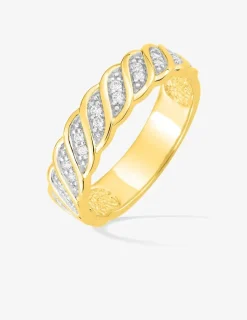 Bague en plaqué or, oxydes de zirconium et motif torsadé SO OR