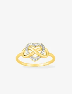 Bague en plaqué or rhodium et oxydes de zirconium motif "cœur" et "infini" SO OR