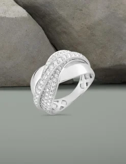 Bague enlacée or blanc 375‰ et oxyde de zirconium SO OR