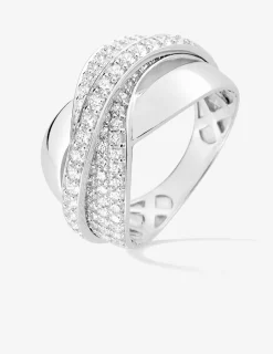 Bague enlacée or blanc 375‰ et oxyde de zirconium SO OR