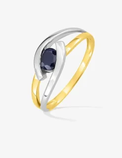 Bague enlacement bicolore, or 375‰ et saphir SO OR