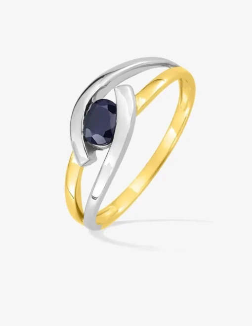Bague enlacement bicolore, or 375‰ et saphir SO OR