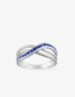 Bague enlacement or blanc 375‰ et saphir SO OR