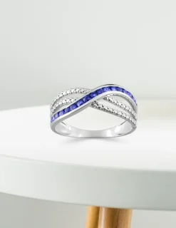 Bague enlacement or blanc 375‰ et saphir SO OR