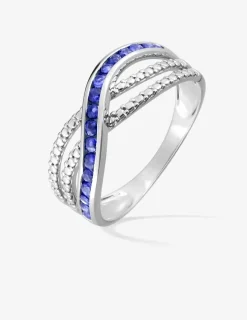Bague enlacement or blanc 375‰ et saphir SO OR
