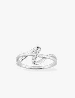 Bague entrelacée argent rhodié 925 ‰ et oxyde de zirconium SO OR
