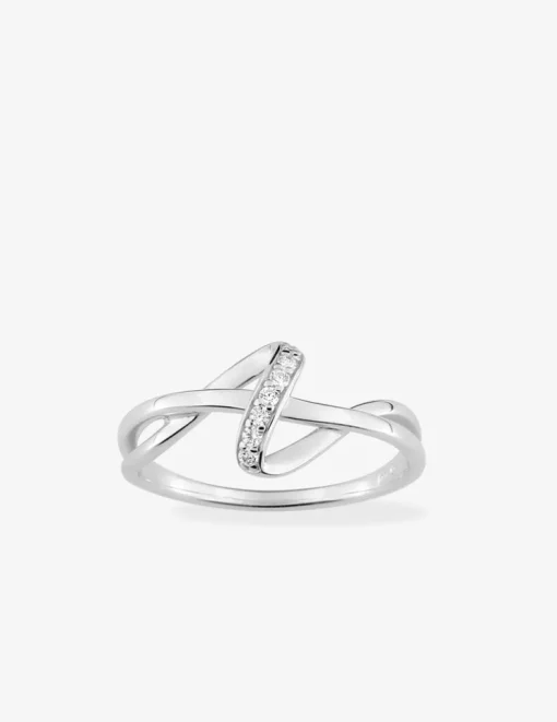 Bague entrelacée argent rhodié 925 ‰ et oxyde de zirconium SO OR