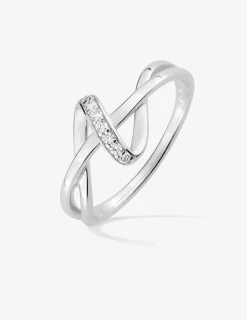 Bague entrelacée argent rhodié 925 ‰ et oxyde de zirconium SO OR