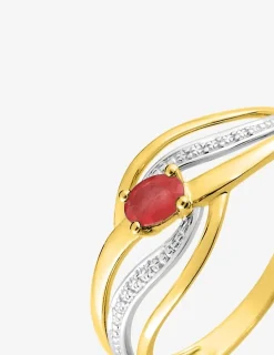 Bague entrelacs en or jaune 375‰ et rubis SO OR