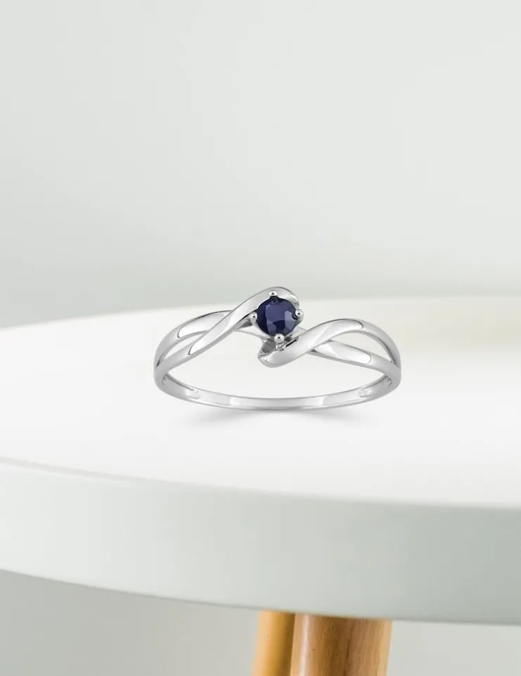 Bague entrelacs or blanc 375‰ et saphir SO OR