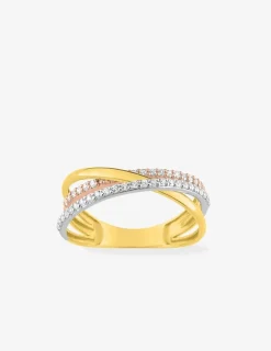 Bague fantaisie 3 ors 375‰ et oxyde de zirconium SO OR