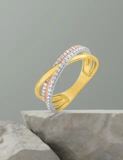Bague fantaisie 3 ors 375‰ et oxyde de zirconium SO OR