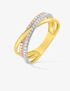 Bague fantaisie 3 ors 375‰ et oxyde de zirconium SO OR