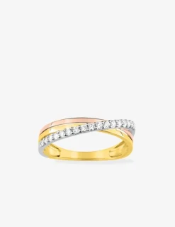 Bague fantaisie 3 ors 375‰ et oxyde de zirconium SO OR