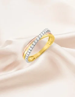 Bague fantaisie 3 ors 375‰ et oxyde de zirconium SO OR