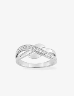 Bague fantaisie anneaux entrelacés argent rhodié 925 ‰ et oxyde de zirconium SO OR