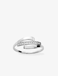 Bague fantaisie argent 925‰ rhodié et oxydes de zirconium SO OR