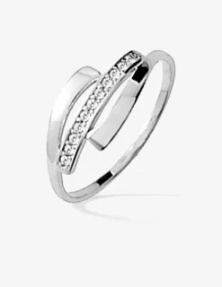 Bague fantaisie argent 925‰ rhodié et oxydes de zirconium SO OR