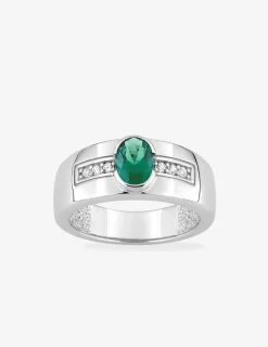 Bague fantaisie argent 925‰ rhodié et oxyde de zirconium vert accompagné SO OR