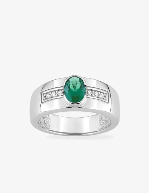 Bague fantaisie argent 925‰ rhodié et oxyde de zirconium vert accompagné SO OR