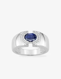 Bague fantaisie argent 925‰ rhodié et oxyde de zirconium bleu accompagné SO OR