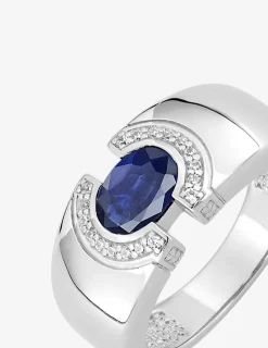 Bague fantaisie argent 925‰ rhodié et oxyde de zirconium bleu accompagné SO OR