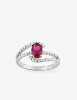 Bague fantaisie argent rhodié 925 ‰ et oxyde de zirconium rouge SO OR