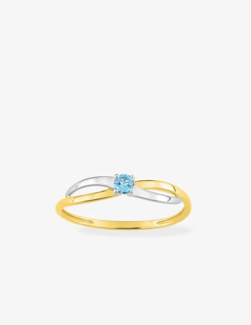 Bague fantaisie bicolore or 375‰, topaze SO OR
